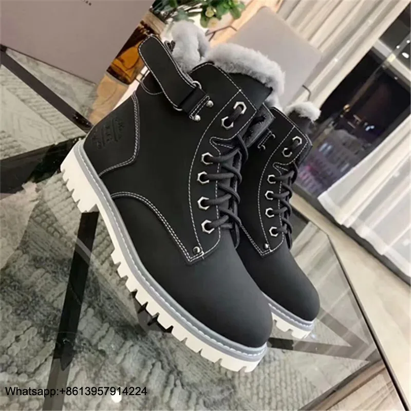 

Boots Women Ladies Shoes Chaussures Femme Winter Female Shoes Warm Botas Mujer Lace Up Ankle Boots Round Toe Buty Damskie