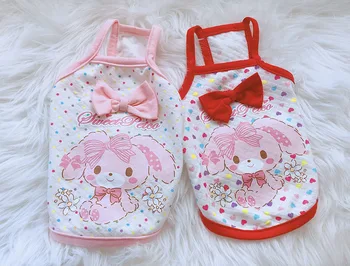 

Lopunny Cotton Strap Cute Autumn and Winter Pet Clothes Red Pink Colors Xs-xl Sizes Dog Clothes with Bow Decor Two Feet Pet Vest