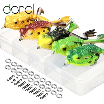 

DONQL 5 Pieces / Box Soft Frog Fishing Lure Silicone Box 6cm 16g Top Water Lei Frog Frog High Carbon Double Hook Artificial Bait
