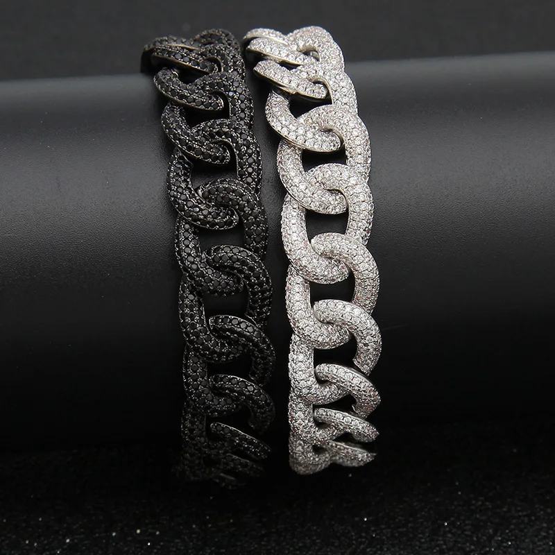 

Хип-хоп Черный CZ камень Bling Iced Out кубинские Майами звено цепи браслет для мужчин рэппер ювелирные изделия