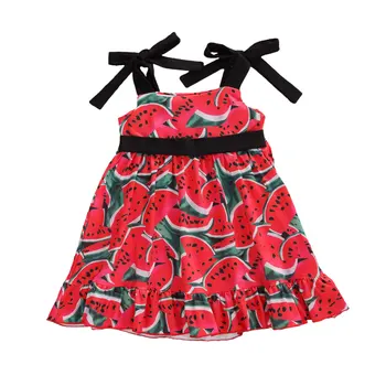 

Kids Baby Girls Sleeveless Watermelon Print Dress Summer Fashion Fruit Print Dress