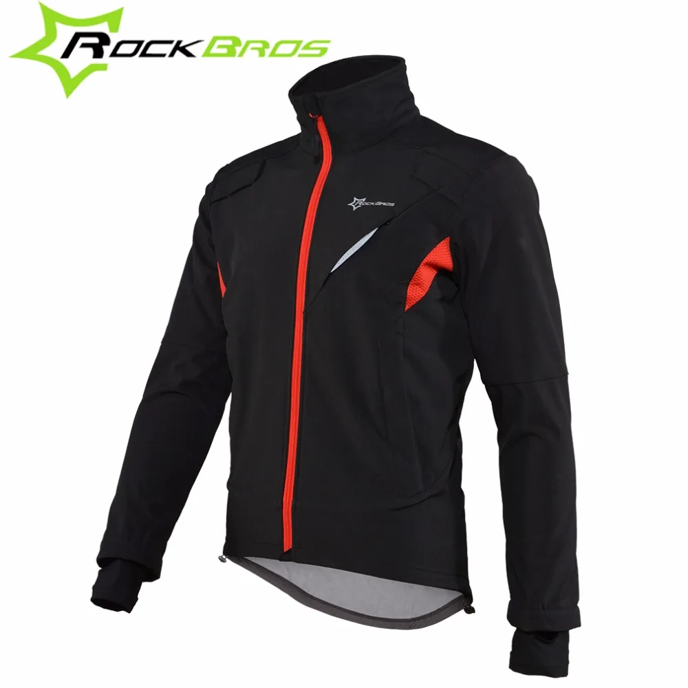 ROCKBROS велосипедная куртка зимняя спортивная Флисовая теплая ветрозащитная куртка для езды на велосипеде водостойкая велосипедная Светоотражающая куртка - Цвет: Black red