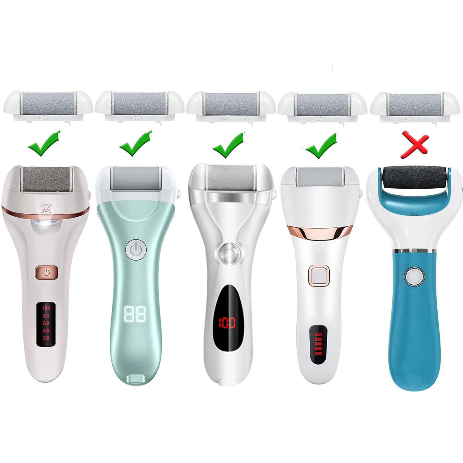 6Pcs Foot care tool Heads Hard Skin Remover Refills Replacement Rollersfor Cracked Heels Calluses and Dead Skin 6