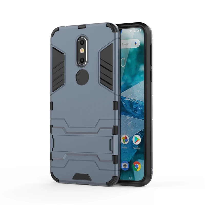 Navy Yuhashi противоударный жесткий чехол с подставкой для Nokia 7,1, защитный чехол с держателем для телефона, задняя крышка для Nokia 7,1, чехол-бампер - Цвет: Navy