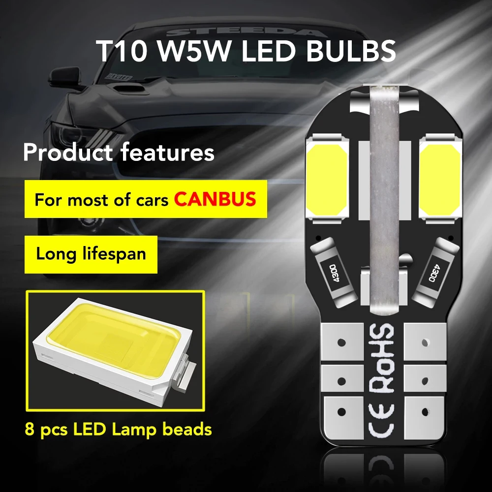   Ʈũ 극ũ LED ڵ ׸ , ȭƮ 5730, 8SMD, 12V, ̵ , T10, W5W , 10 