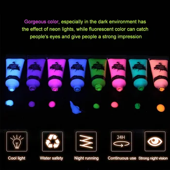 

8pcs 10ml Body Paint Tattoo Non Toxic Makeup Pigments Cosplay Fancy Face Neon DIY Art UV Light Fluorescent Fashion Night Party
