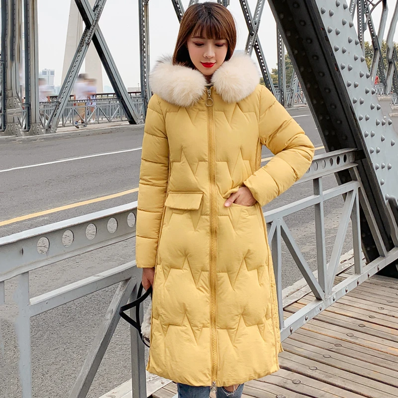#*Cheap 5 Colors 2019 New Women Winter Jacket Hooded Thicken Fur Collar Female Parka Ladies Long Solid Coat Chaqueta Mujer Invierno