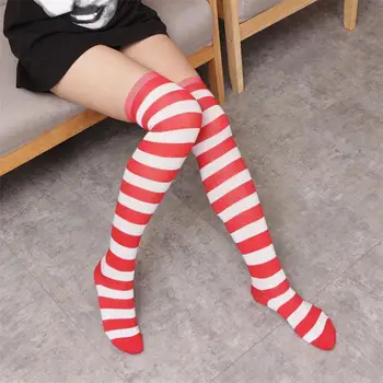 

Over Knee Black White Blue Red Long Stripe Japanese Cartoon Tight High For Women Girl Cosplay Student Kawaii Stripeds sockings