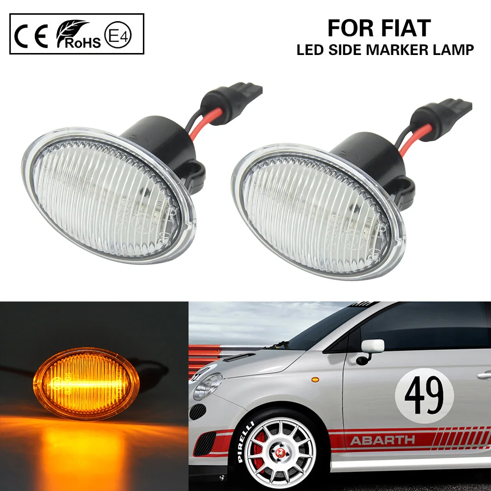 

2X LED side marker light turn signal lamp clear for FIAT 500 Ford KA DESDE 10.2008- Lancia Ypsilon 01.2004 -06.2011 Maserati