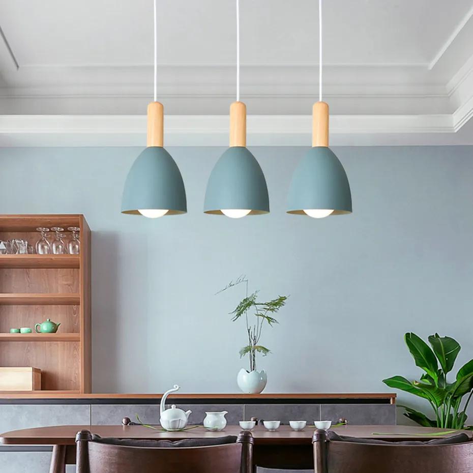 Современные деревянные подвесные светильники E27 светодиодный подвесной светильник скандинавские лампы для гостиной, ресторанов, кухни, столовой, бара Droplight