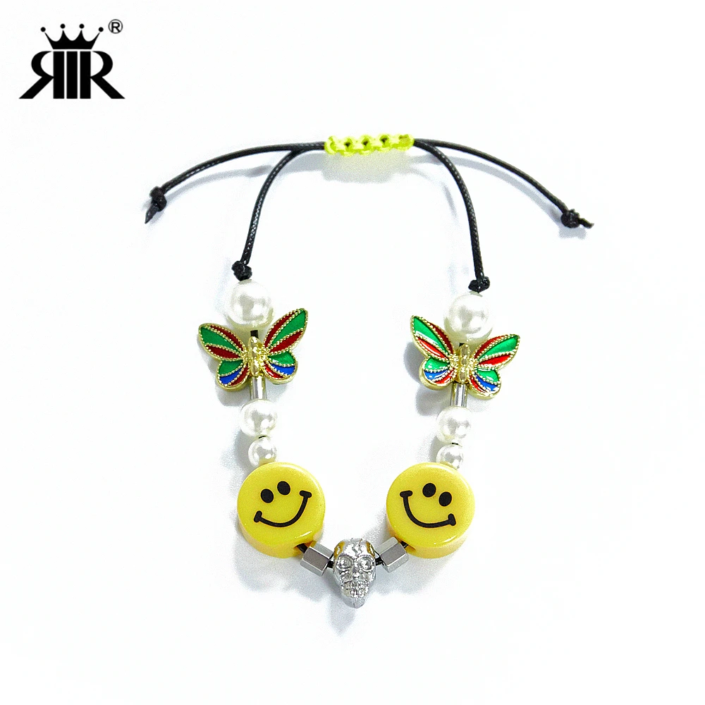 RIR Романтический смайлик жемчужный браслет Красивая природа бабочка китайская культура кубики для Маджонга Череп хип-хоп стиль ювелирные изделия