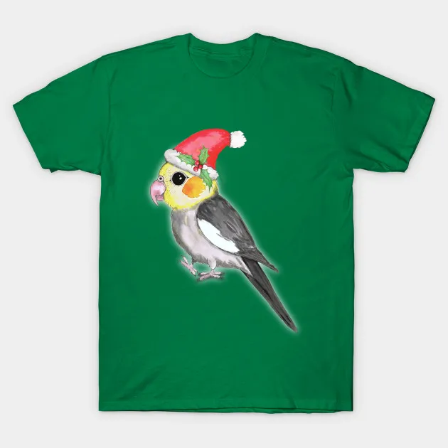 Мужская футболка Рождественская cockatiel женская | одежда