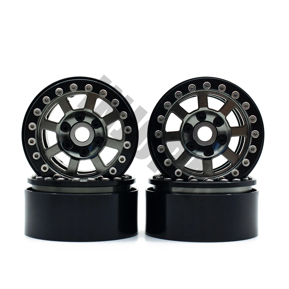 BG INJORA 4PCS Metal 1.9 Beadlock Wheel Rim 12-Spoke Wheel Hub for 1:10 RC Crawler Axial SCX10 II 90046 SCX10 III AXI03007 TRX-4 Tamiya MST 