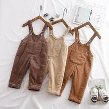 Рост 80-100 см, новинка, зимний утепленный вельветовый комбинезон для мальчиков, теплый детский комбинезон