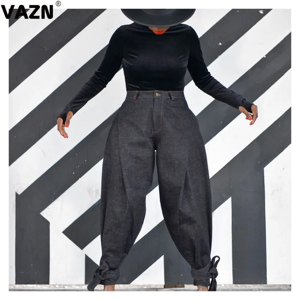 VAZN YH5114 New Jeans Young High Street Lazy Casual Smart Fashion Popular Solid Women Long Loose Harm Pencil Jeans Pants