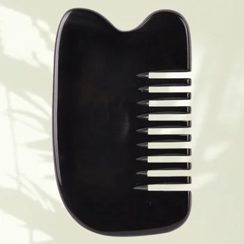 

1Pc Exquisite Natural Ox Horn Hair Comb Neck Scraping Scalp Head Meridian Combs for Hairdressing Black