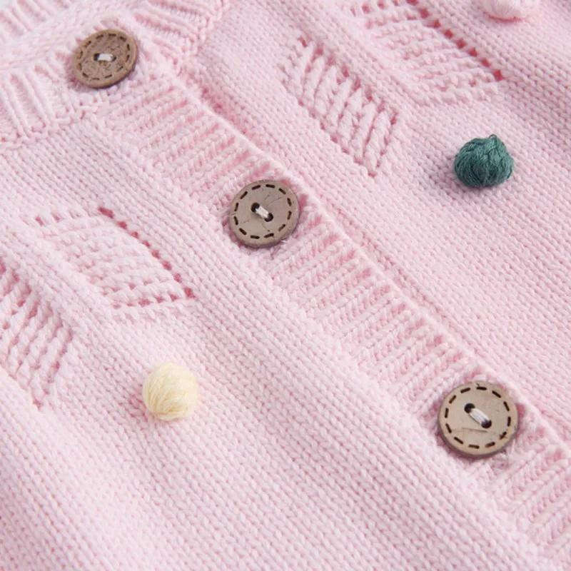 Детский свитер для малышей от 0 до 24 месяцев, Осенний вязаный кардиган с помпонами для маленьких мальчиков и девочек, повседневная верхняя одежда, пальто, одежда