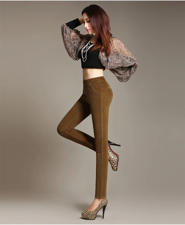 new women's stretch long pants corduroy high quality pencil feet pants DV748