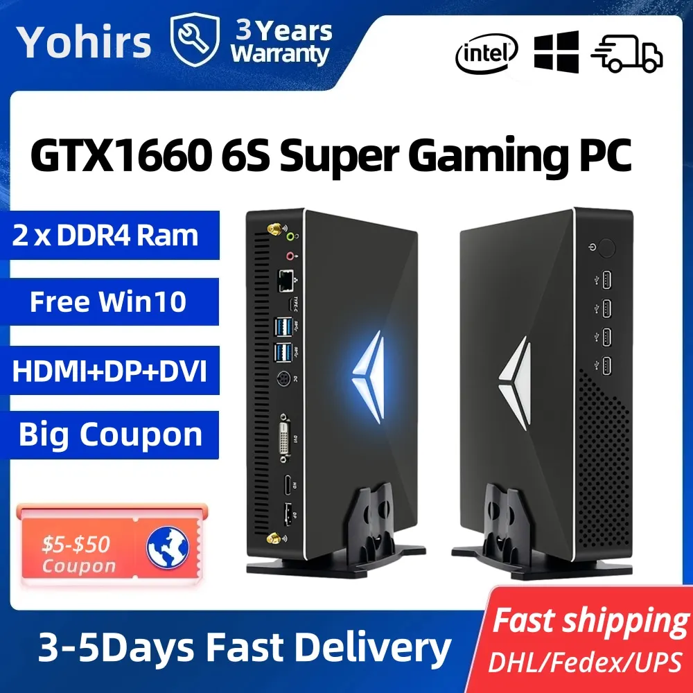 Yohirs 9Th Gen Micro Desktop Pc I9 9900T 9100F Gtx1660S 6G Super Win10 Pro 3D Graphic Design Computer Da Gioco Linux Portatili