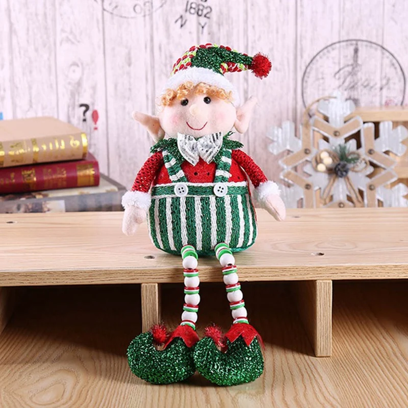 Christmas Xmas Tree Decoration Hanging Ornaments Long-Legged Elf Christmas Doll Elf Extendable Legs Gift Dolls for Home Decor