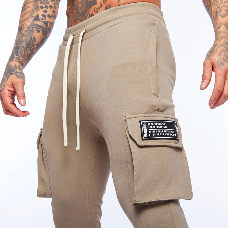 Autumn New Men's Jogging Sweatpants Cotton Pocket Design Running Cargo Pants Gym Men's Fiess Multi-Pocket-Style Training_voghion.com