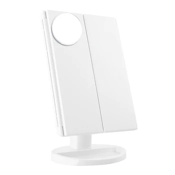 

10X Bright Magnifying Makeup Mirror Tri-fold Adjustable Ultra-thin Light Up Magnification LED Lights Cosmetic Portable Desktop