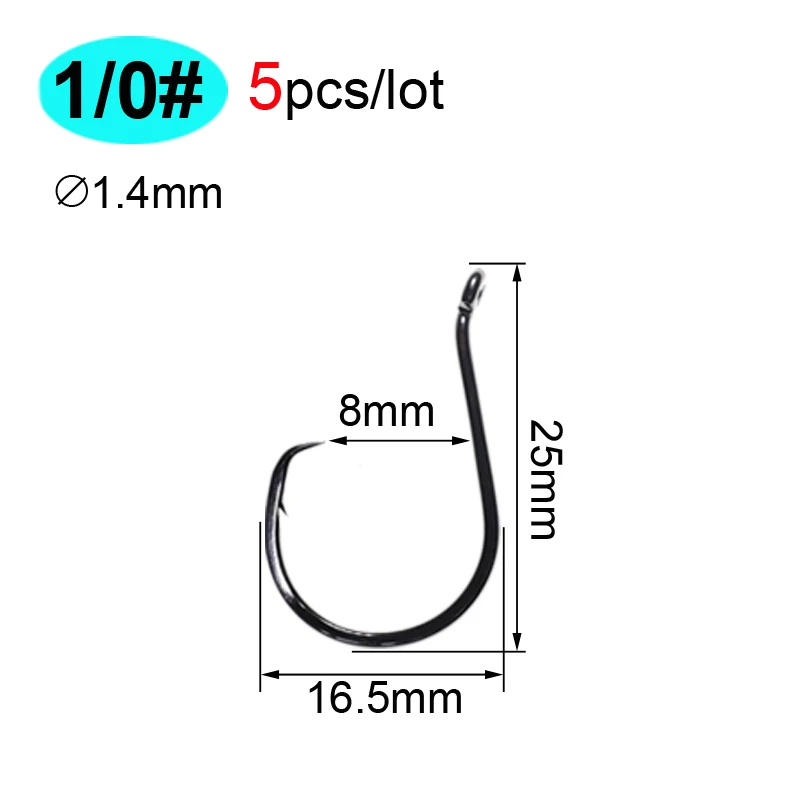 ICERIO 5 шт. рыболовный крючок с заусенцем Осьминог Catfish Snapper круг соленой воды крюк высокоуглеродистой стали Офсетные Крючки 1#~ 9/0# рыболовные снасти - Цвет: 5pcs  1I0