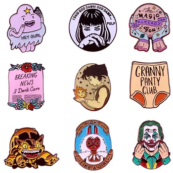 

A3615 Patchfan Fashion Horror Metal Enamel Brooches and Pins Pulp Fiction Lapel Pin Backpack Badge Collar Cartoon Jewelry