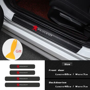 

4PCS Carbon Fiber Car Door Threshold Scuff Plate Sticker for Peugeot 206 207 208 306 307 308 407 408 508 2008 3008 Accessories