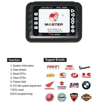 

Master MST-3000 Motorcycle Scanner Fault Code Scanner for Heavy duty motorcycles