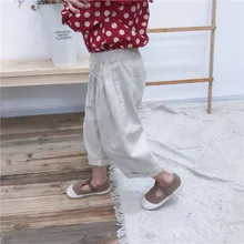 Tao. catkids/ г. Весенняя одежда повседневные штаны с высокой талией для мужчин и женщин мешковатые штаны-капри из хлопка и льна