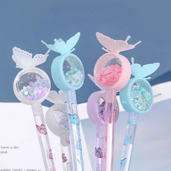 

4Pcs/Set Butterfly Gel Pens Sequins Canetas Gel Cute Stationery Gel Pen Kawaii Pens Boligrafos Student Stylo Stationary Supplies