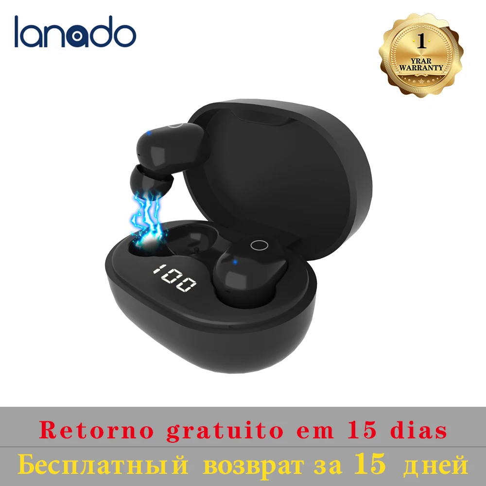 

Lanado N4 TWS Bluetooth 5.0 LED Display Super Bass Stereo Earbuds Noise Cancelling Waterproof With Mic For Mobile Calling White