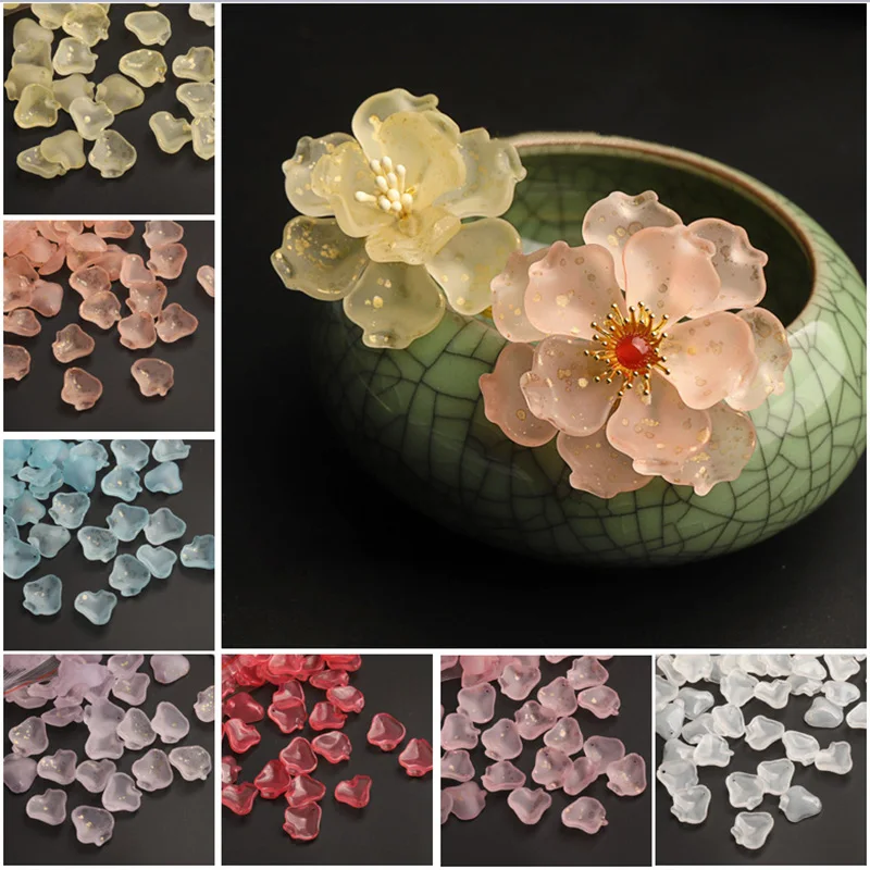 

10pcs 18x19mm Flower Petal Shape Crystal Lampwork Glass Loose Top Drilled Pendants Beads lot for Jewelry Making Findings DIY