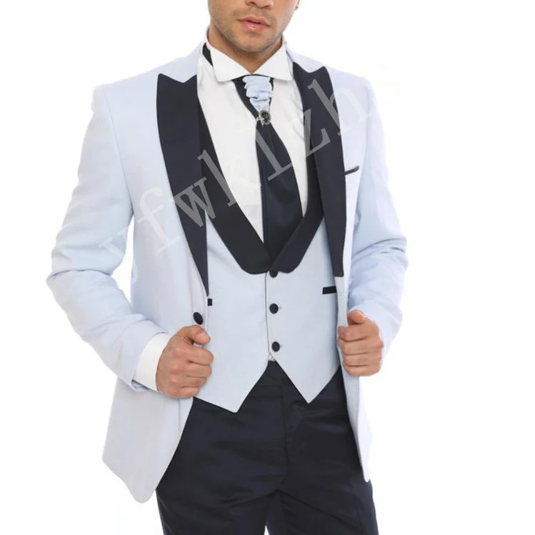 

Handsome Groomsmen Peak Lapel Groom Tuxedos Mens Wedding Dress Man Jacket Blazer Prom Dinner (Jacket+Pants+Tie+Vest) A164