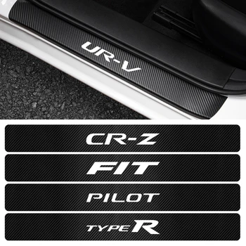 

4PCS Car Carbon Fiber Door Sill Edge Protector Stickers for Honda Mugen Civic Typer R S SI RR City Insight Vtec Fit CR-V Z Pilot