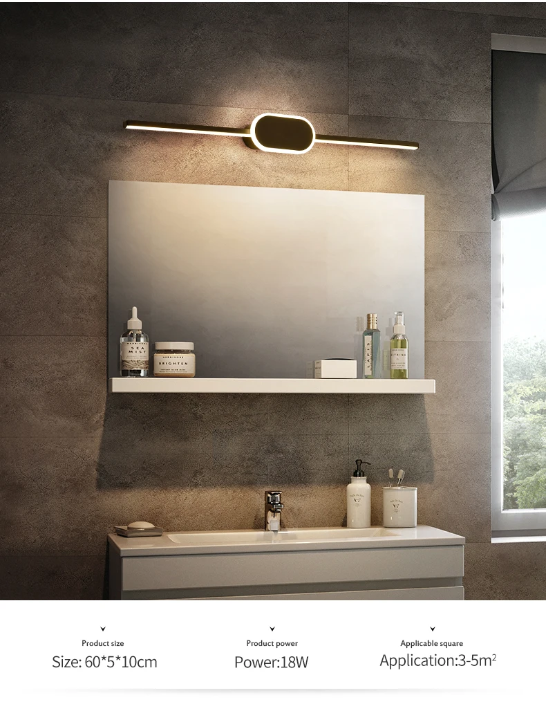 led mirror lamp modern minimalist bathroom bathroom cabinet makeup lamp Nordic bathroom strip wall lamp plug in wall lamp