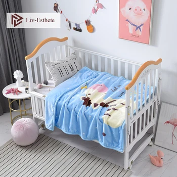 

Liv-Esthete Cartoon Giraffe Baby Blanket Blue Kids Flannel Active Printing Stroller Covers Kids newborn Bedding Swaddle Decke
