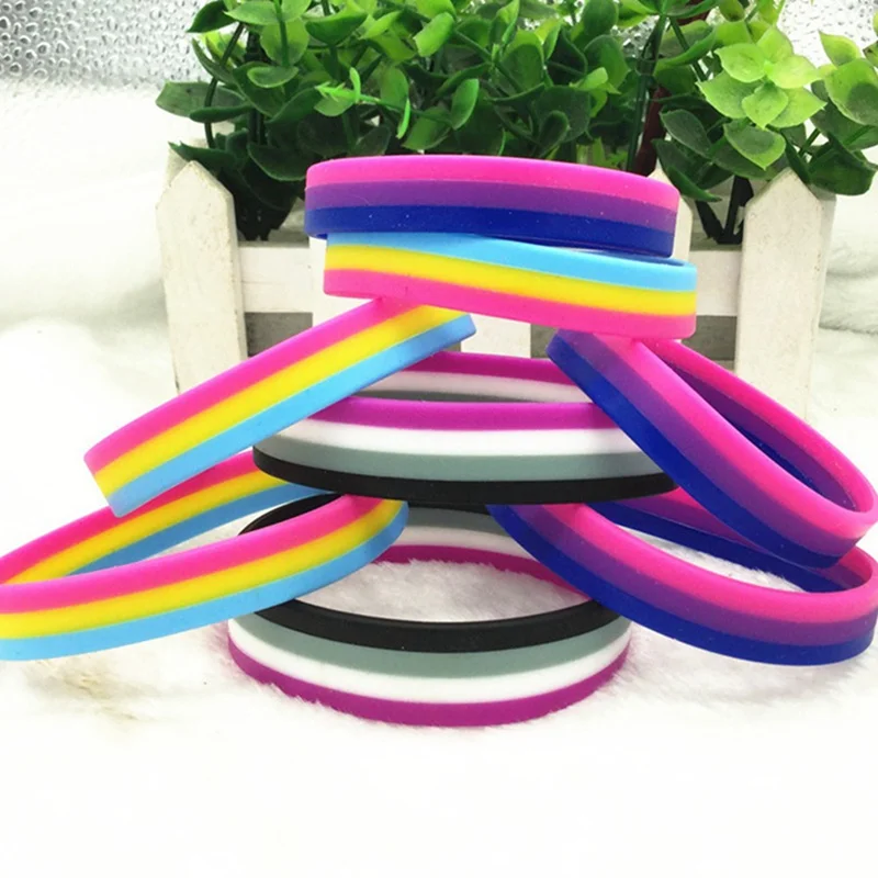 Gay Pride Bisexual Silicone Rubber Bracelets Sports Wrist Band Bangle bangle bracelet