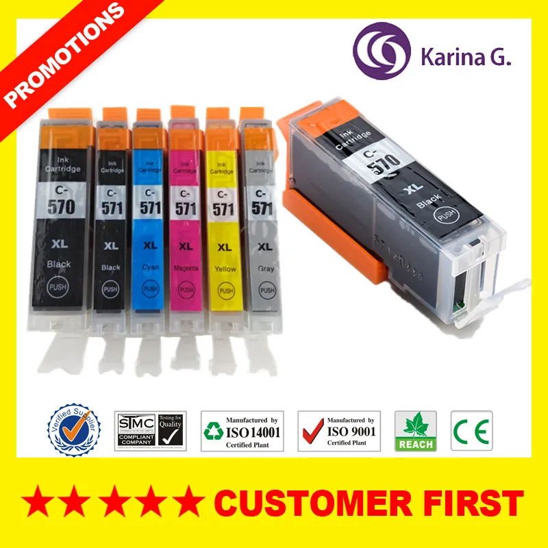 Совместим с Canon PGI570 CLI571 PGI-570 CLI-571 чернильный картридж для принтера Canon PIXMA MG7750 MG7751 MG7752 MG7753 TS8050 TS8051 TS9055 и т. Д