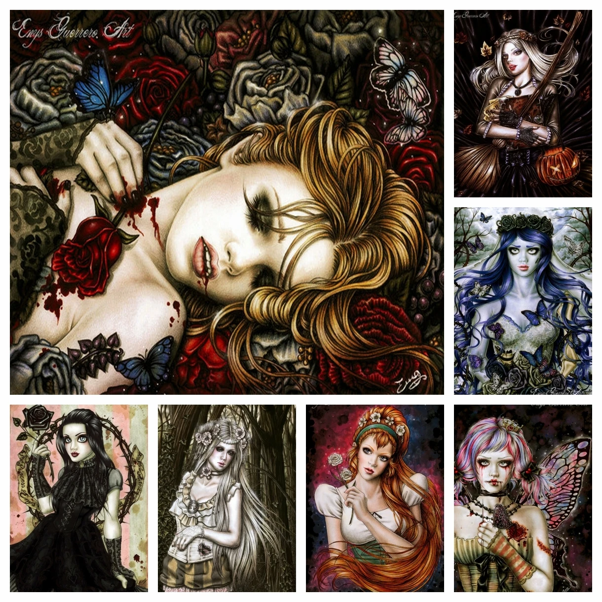 

5D DIY Diamond Painting Vampire Girl Witch Gothic Mosaic Embroidery Full Drill Cross Stitch Art Handicraft Rhinestone Home Decor