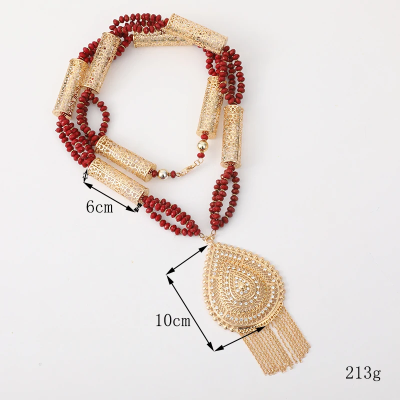 Arab Fashion Handmade Beaded Necklace Women Wedding Pendant Banquet Jewelry