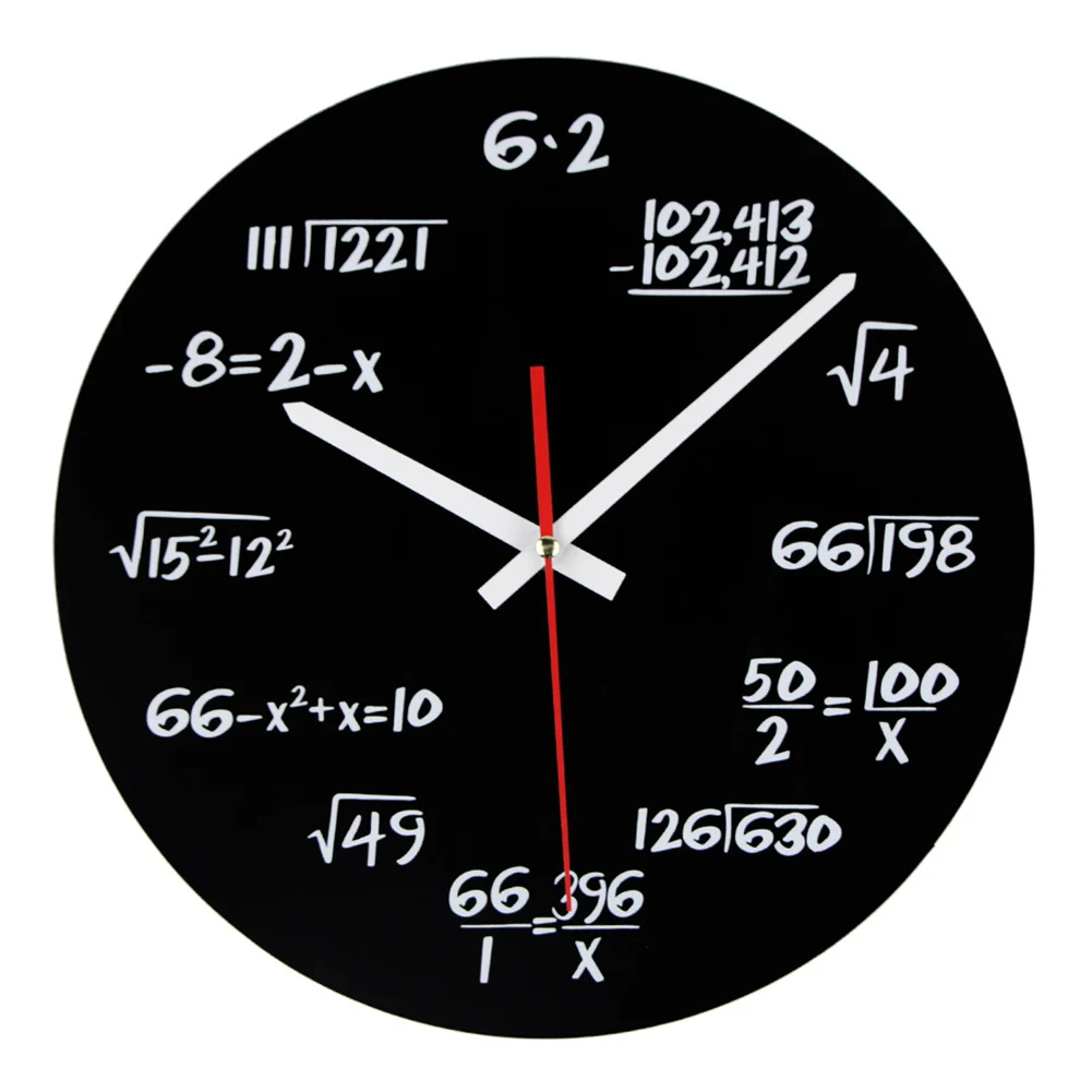 Acrylic Wall Clock Math Equation Modern Each Hour Marked By a Function |