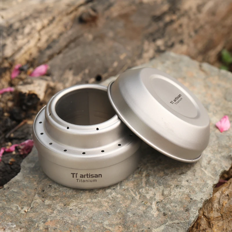 Tiartisan Portable Camping Hiking Titanium Mini Liquid Alcohol Stove with Rack