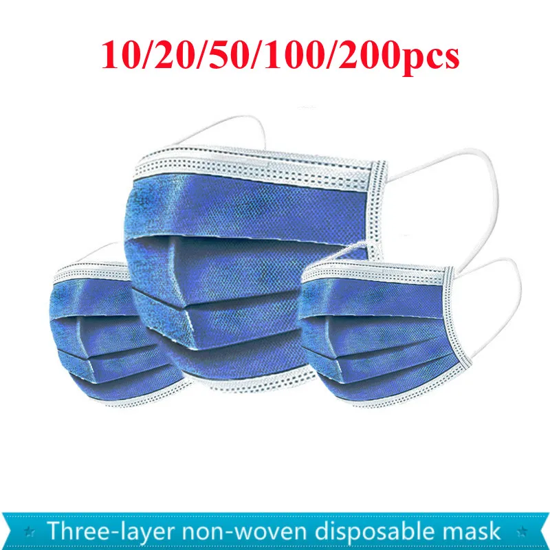 10/20/50/100/200pcs Adult Disposable 3 Layers Non-woven Protective Respirator Dust Mask Filter Fabric Face Masks Mascarillas | Красота и