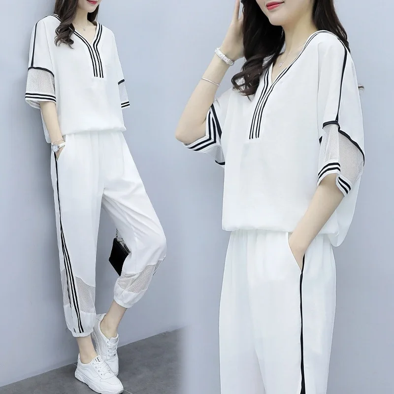 

Summer New Casual Sports Suit Female Korean Version Loose Slimming Fashion Two Sets of Tide Summer Suits for Women Plus Size