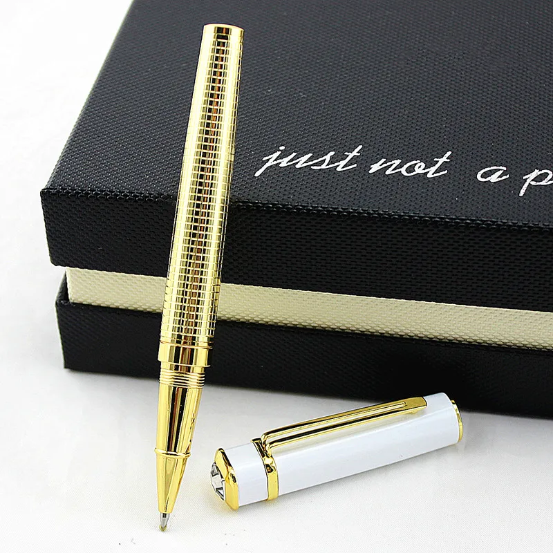 

Luxury diamond Metal Rollerball Pen with Gold clip Black Ink Smooth Writing Sign Ballpoint Pens Gift Pen