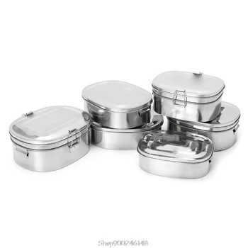 

Stainless Steel Square Lunch Box Bento Food Picnic Container Travel 1/2 Layer S02 20 Dropship