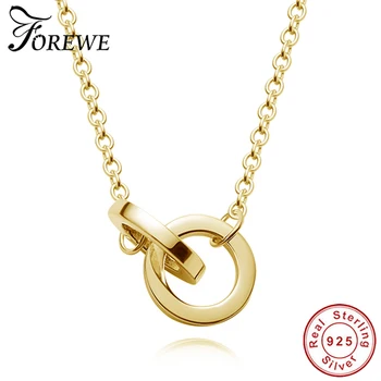 

Forewe Numerals 925 Sterling Silver Set Pendant Shuanghuan Necklace 18K Gold Plated Connection Necklace for Women Jewelry