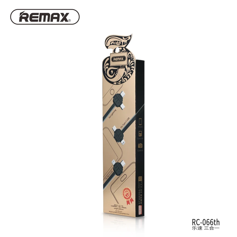 Remax 2.1A Быстрая зарядка 3 в 1 многофункциональный экологический TPE кабель для передачи данных для micro/iphone/typec/lighting